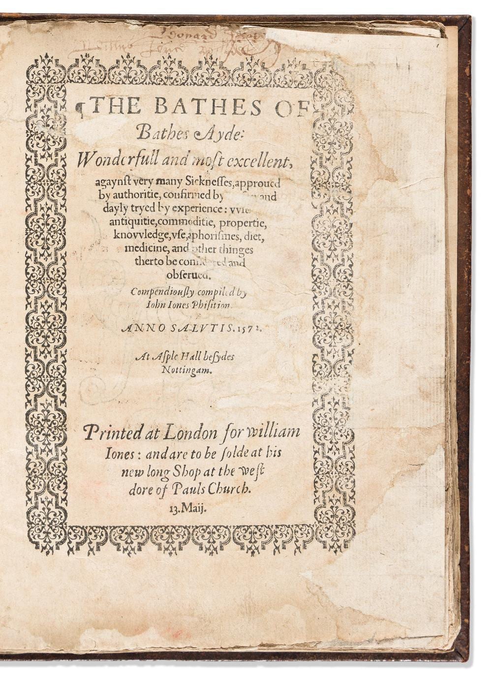 John Jones comparable auction result: john jones active 1562 1579 the bathes of bathes ayde london by thomas east for william jones 1572