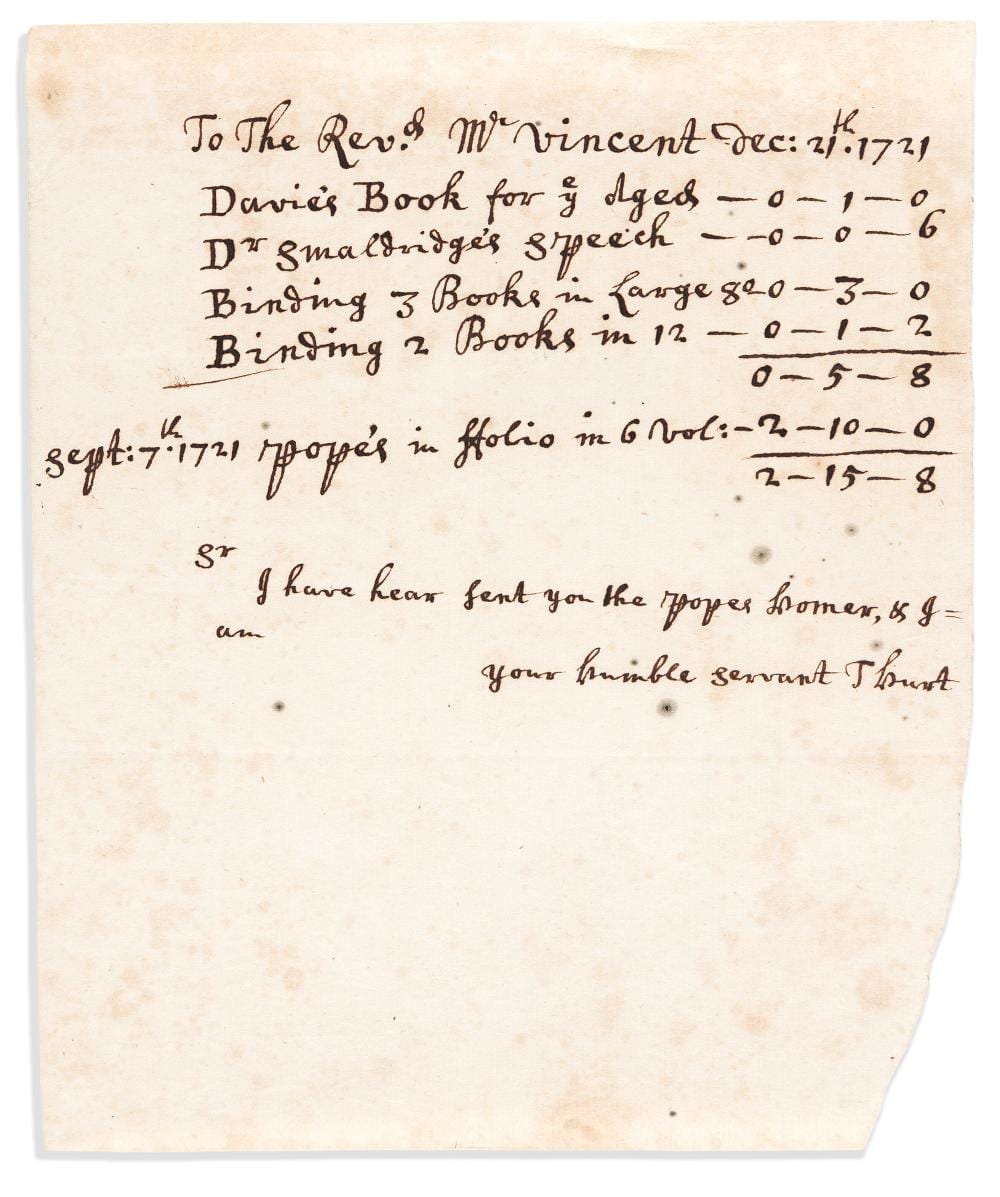 Alexander (1763) Pope comparable auction result: alexander pope 1688 1744 trans the iliad of homer london printed by w bowyer for bernard lintott 1715 1720