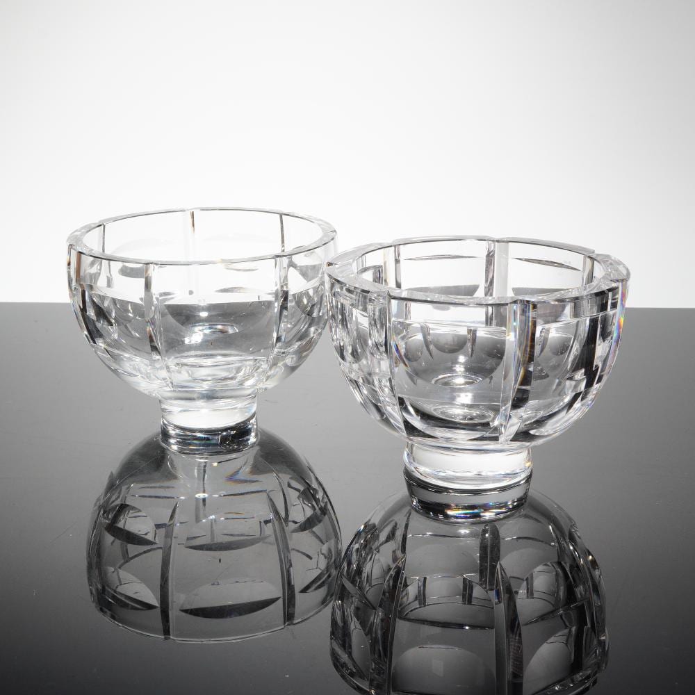 Simon Gate comparable auction result: two orrefors thousand windows crystal bowls by simon gate