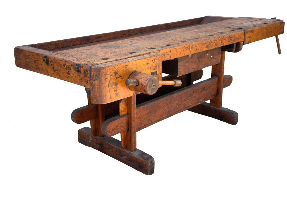Antique Industrial Carpenter's Workbench with Abernathy No. 80 Rapid Vise sold by Ace Of Estates, lot 113618 — auction record photograph