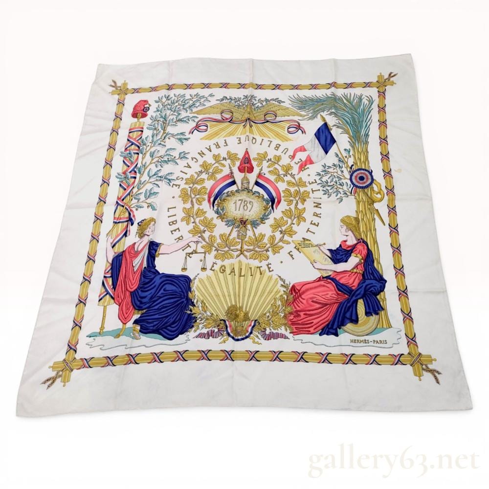 Joshim Kakegamic comparable auction result: hermes liberte egalite fraternite 1789 silk scarf by joachim