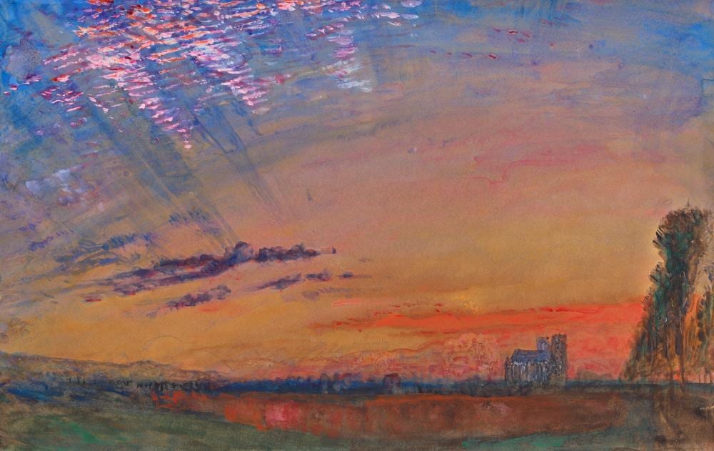 John Ruskin comparable auction result: john ruskin 1819 1900 sunset with a distant view of abbeville