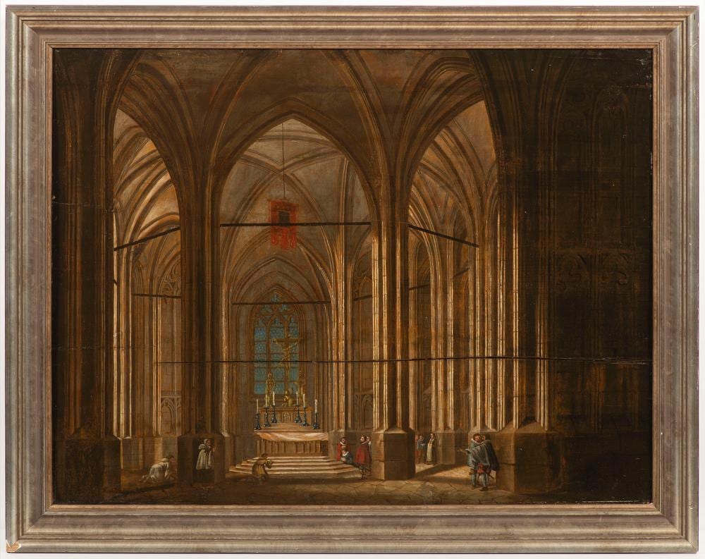 Ludwig Kohl comparable auction result: ludwig kohl 1746 prague 1826 prague interior of a gothic church