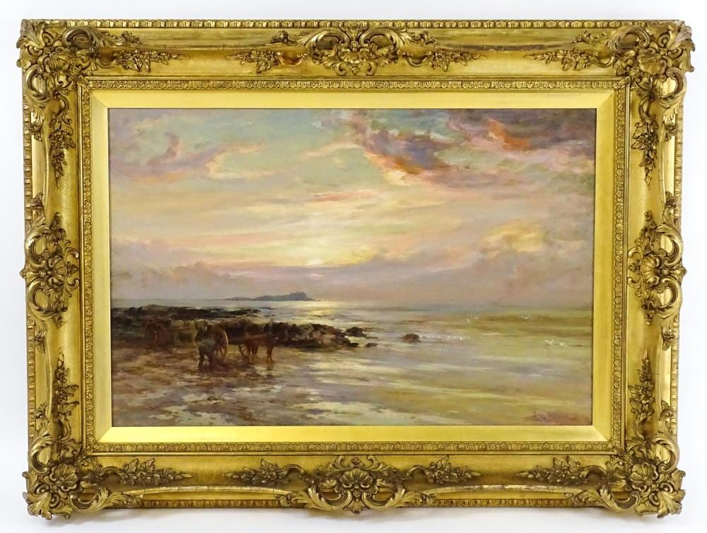 Joseph Milne comparable auction result: joseph milne 1859 1911 scottish school a sunset beach scene with horse