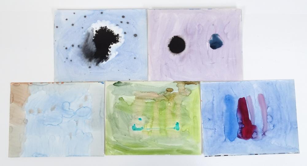 Alistair Grant comparable auction result: alistair grant 1925 1997 watercolours five abstract compositions in blu