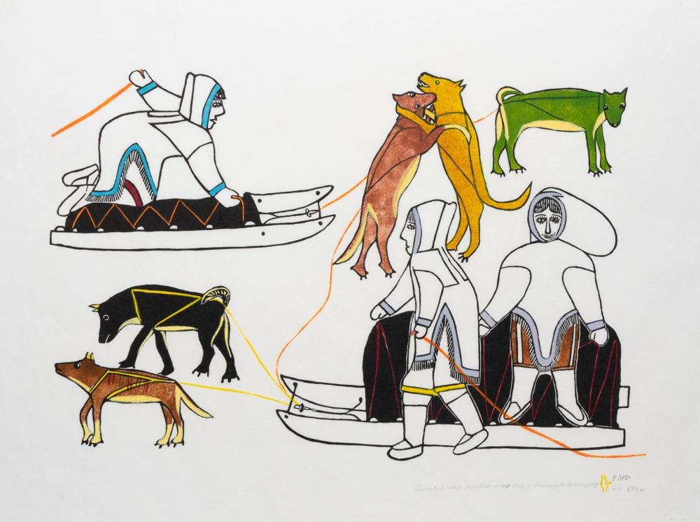 janet kigusiuq ogeartuk dogs fighting · Saskatchewan Network for Art Collecting · 2026-04-26 Janet Kigusiuq comparable auction result: janet kigusiuq ogeartuk dogs fighting
