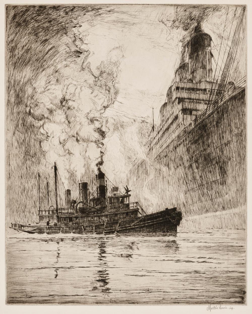 Martin Lewis comparable auction result: martin lewis 1881 1962 on the river image 14 x 11 7 8 in 375 x 302