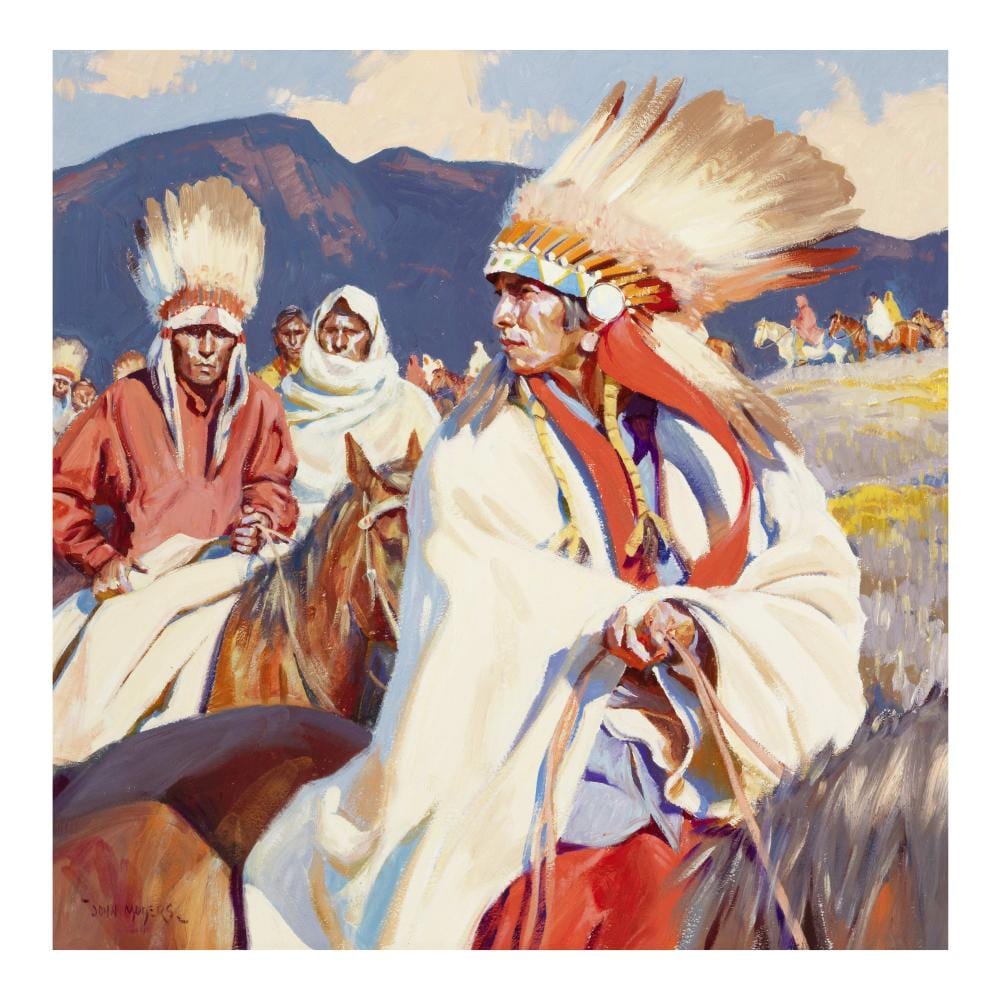 John Moyers comparable auction result: john moyers born 1958 sage riders 36 x 36 in painted in 2022