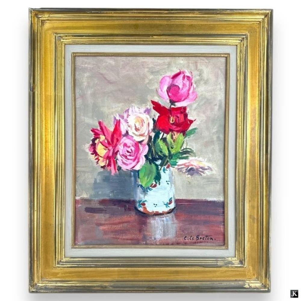 Constant LeBreton comparable auction result: constant le breton oil canvas floral still life