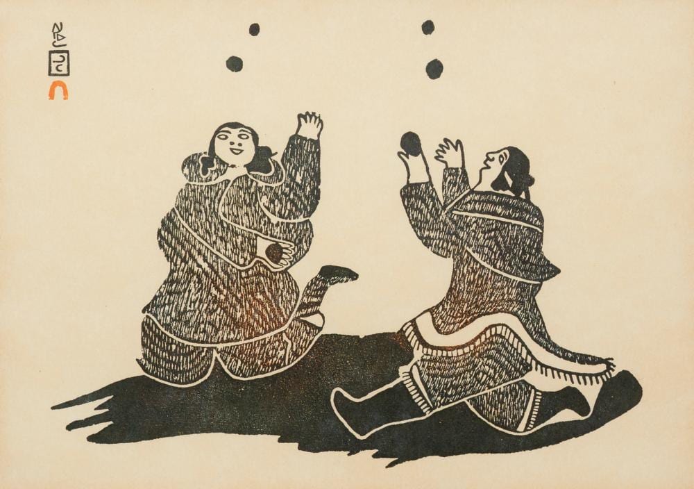 Pitseolak Ashoona comparable auction result: pitseolak ashoona women juggling stones