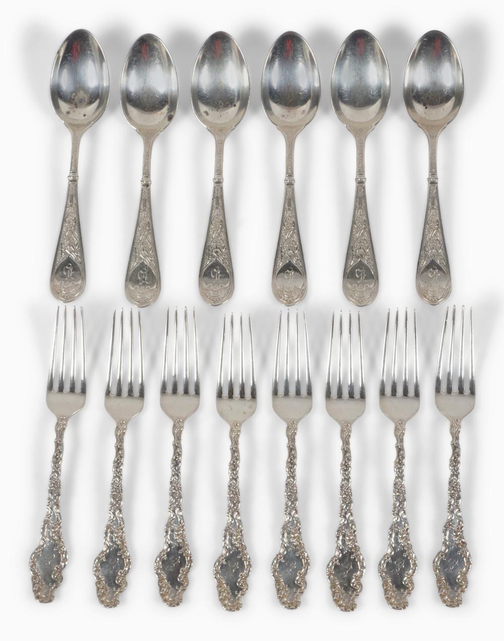 Gorham Silver comparable auction result: gorham silver raphael spoons and william b durgin company silver watteau forks