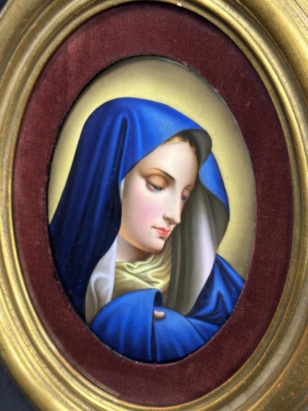 Carlo Dolci comparable auction result: kpm virgin mary porcelain plaque after carlo dolci