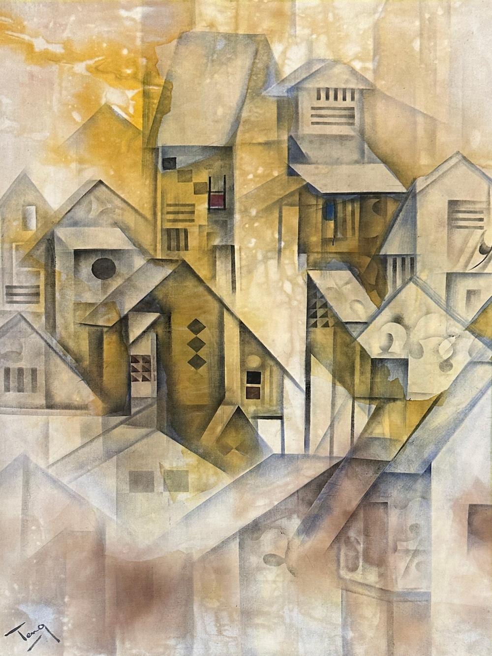 Thean Teng Chuah comparable auction result: chuah thean teng dato fishing villagescape ii penang 1970 s