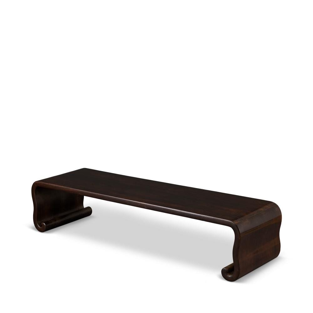 A RARE ZITAN SCROLL-FORM LOW QIN TABLE. 16TH-17TH CENTURY. 13 3/4 in. (35 c comparable sale