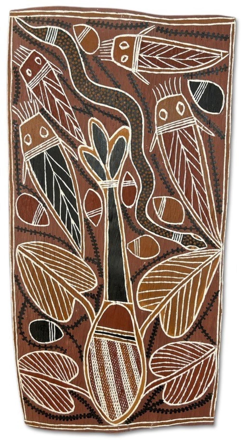 Charles Boyun 1930-1980, Bark Painting. sold by McKenzies Auctioneers, lot 162 — auction record photograph