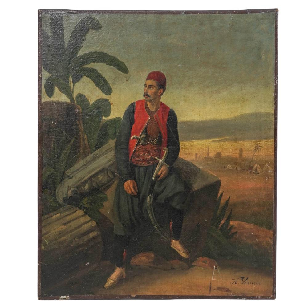 Emile Jean Horace Vernet (French, 1789-1863) Orientalist Oil on Canvas sold by Akiba Galleries, lot 262 — auction record photograph