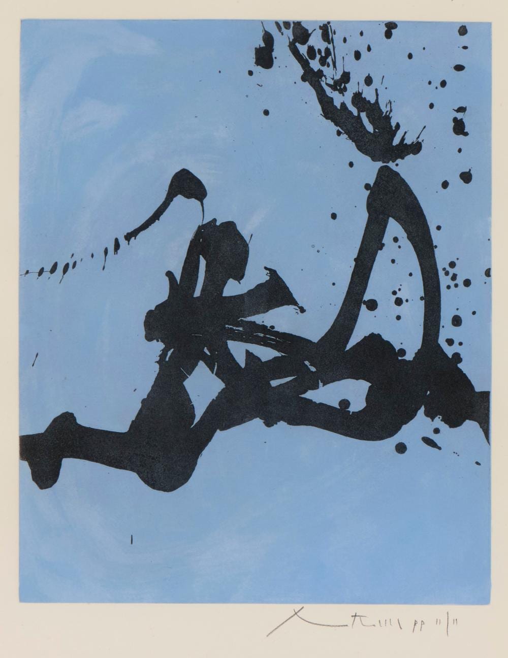 ROBERT MOTHERWELL, (American, 1915-1991), Gesture III, 1976-77, aquatint and etching on paper, plate: 20 x 16 in., sheet: 35 x 26 in., frame: 35 1/2 x 26 1/2 in. sold by Grogan & Company, lot 168 — auction record photograph
