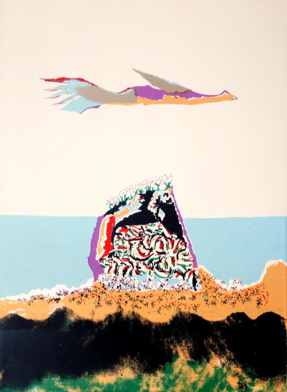 Benny Andrews comparable auction result: benny andrews glider lithograph