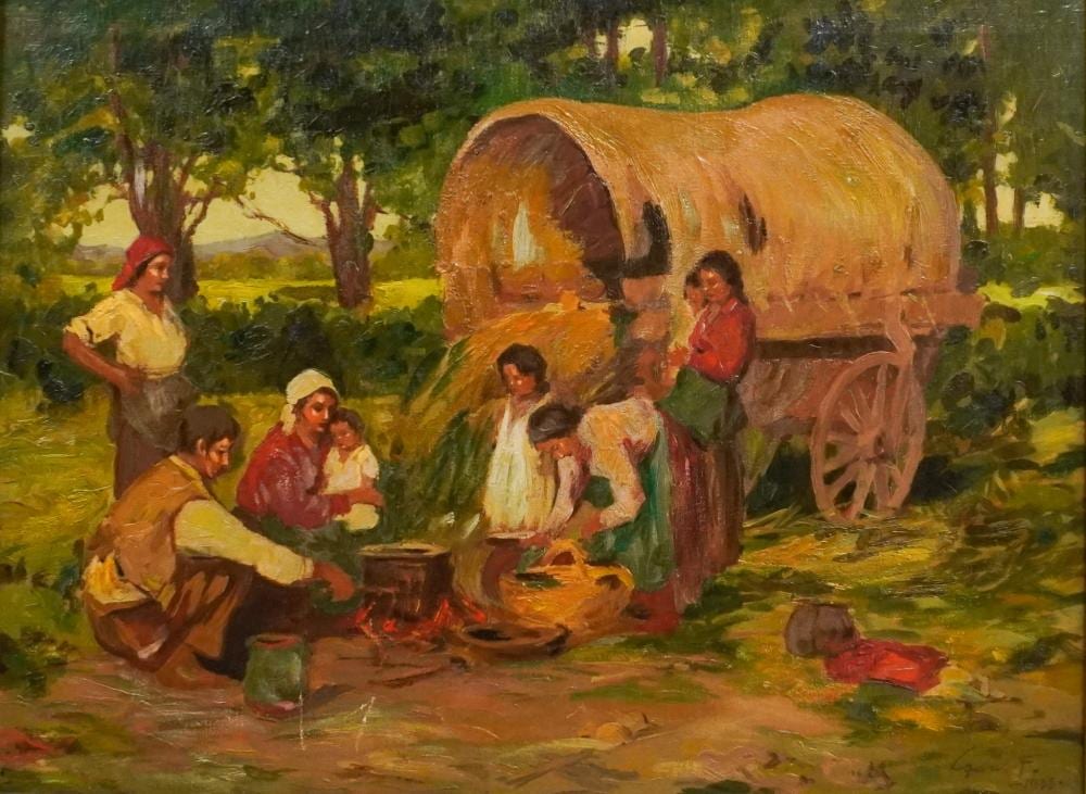Ferenc Gaal comparable auction result: ferenc gaal hungarian american 1891 1956 gypsies oil on canvas signed titled and dated 1938 l r frame 28 x 35 1 2 in 71 1 x 90 2 cm