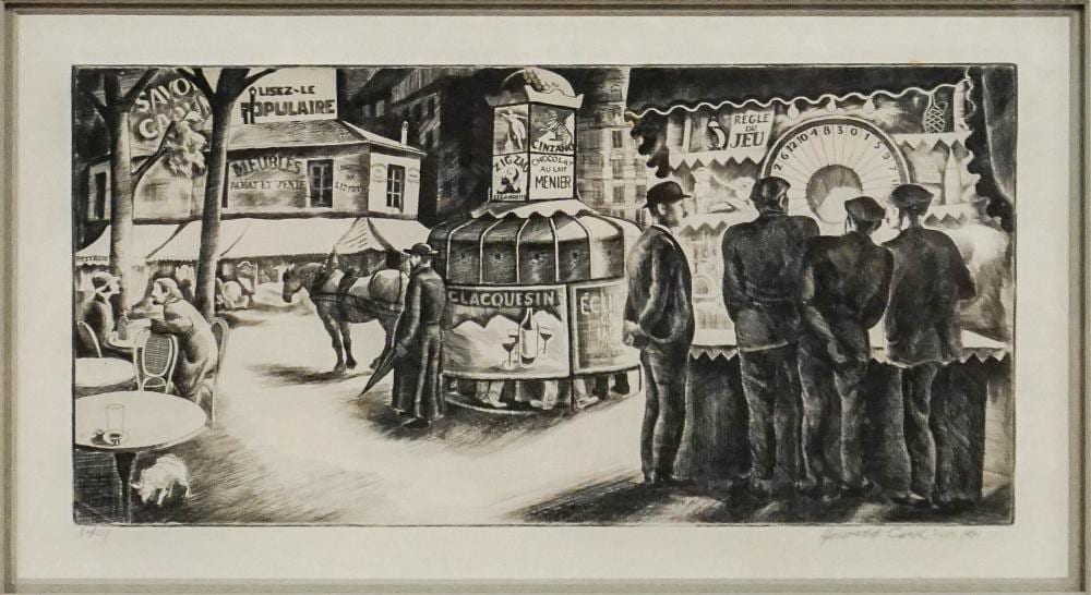 Howard Norton Cook comparable auction result: howard norton cook american 1901 1980 montparnasse street 1931 etching frame 12 1 4 x 17 in 31 1 x 43 2 cm