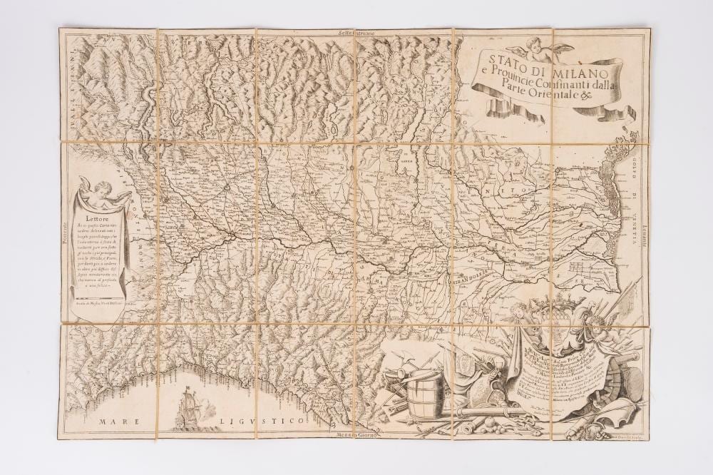 Milano comparable auction result: milano cartografia giulio carlo frattino state of milan and provinces bordering on the eastern side c 1703