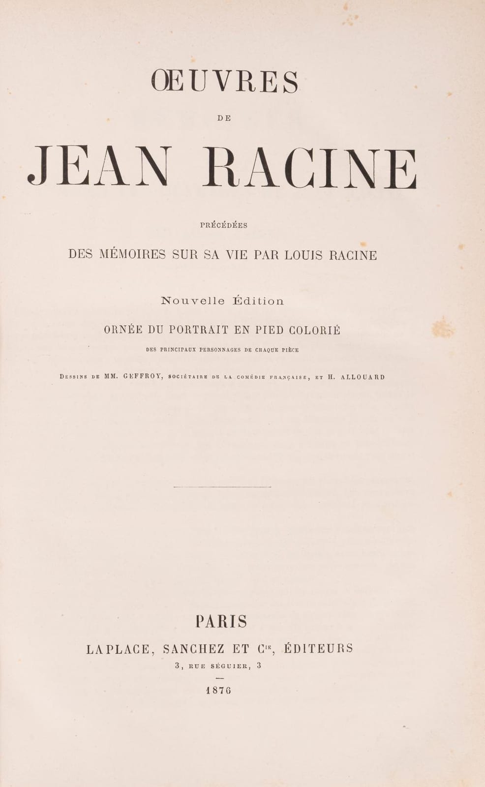jean racine works by jean racine 1876 · Finarte · 2026-04-23 Jean Racine comparable auction result: jean racine works by jean racine 1876