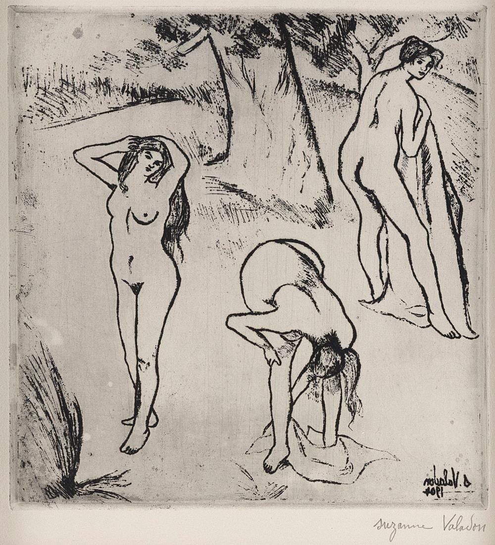 Suzanne Valadon comparable auction result: suzanne valadon france 1865 1938 bathers 1904 etching and aquatint on bfk rives 9 25 x 8 75 framed 19 5 x 18 5