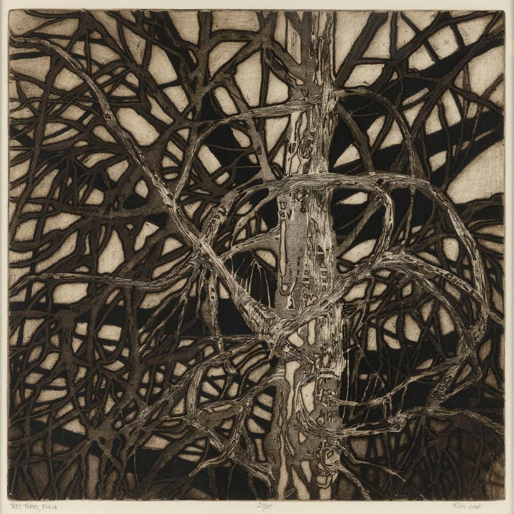 Ruth Leaf comparable auction result: ruth leaf new york 1923 2015 tree forms fugue embossed screenprint 17 75 x 17 75 framed 26 5 x 26