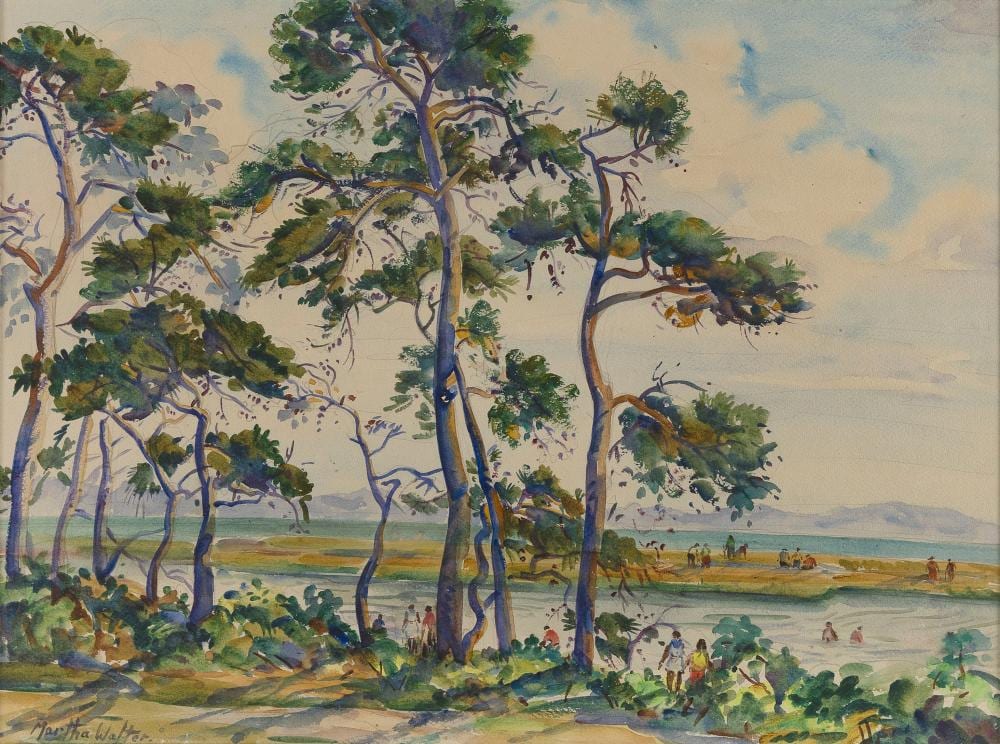 Martha Walter comparable auction result: martha walter massachusetts pennsylvania france 1875 1976 wooded beach scene watercolor on paper 18 x 24 framed 29 75 x 35 5