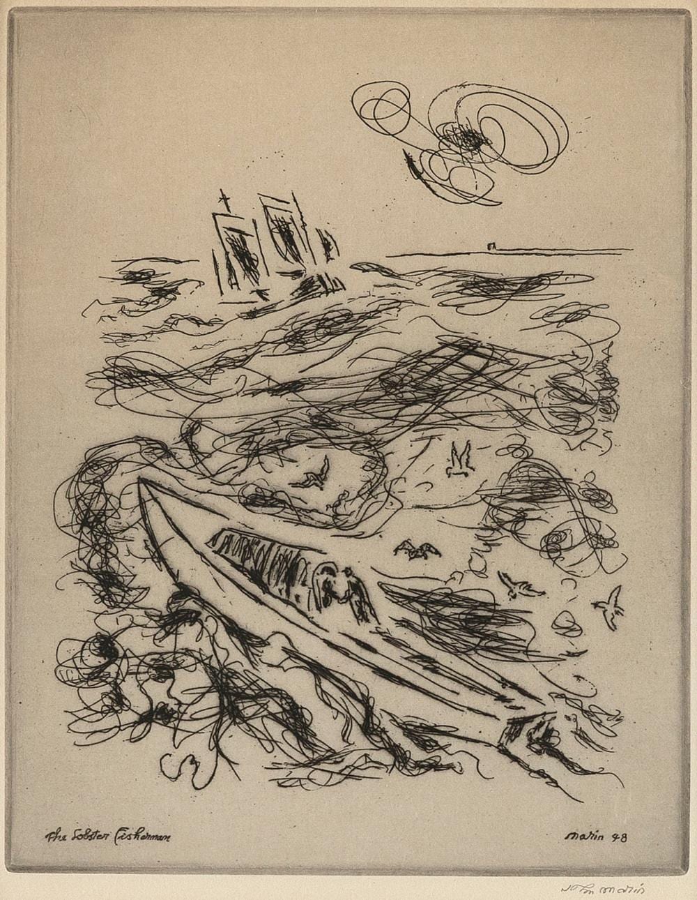 John Marin comparable auction result: john marin new york maine france 1870 1953 the lobster fisherman 1948 etching 9 x 7 framed 17 25 x 14 25
