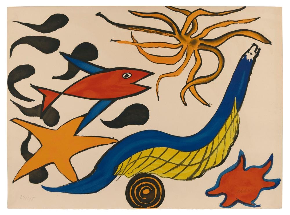Alexandru Padina comparable auction result: alexander sandy calder connecticut new york france 1898 1976 sea creatures 1975 76 color lithograph sheet 21 75 x 29 75 unframed