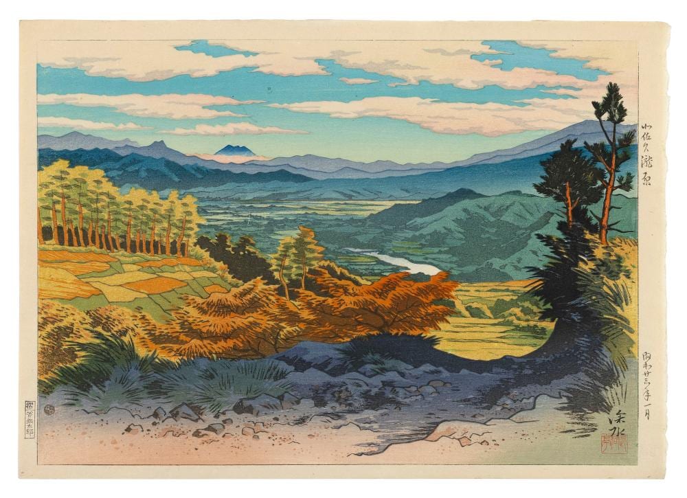 Shinsui Ito comparable auction result: ito shinsui japan 1898 1972 takigawara kitasaku woodblock print oban yoko e 11 x 15 5 unframed