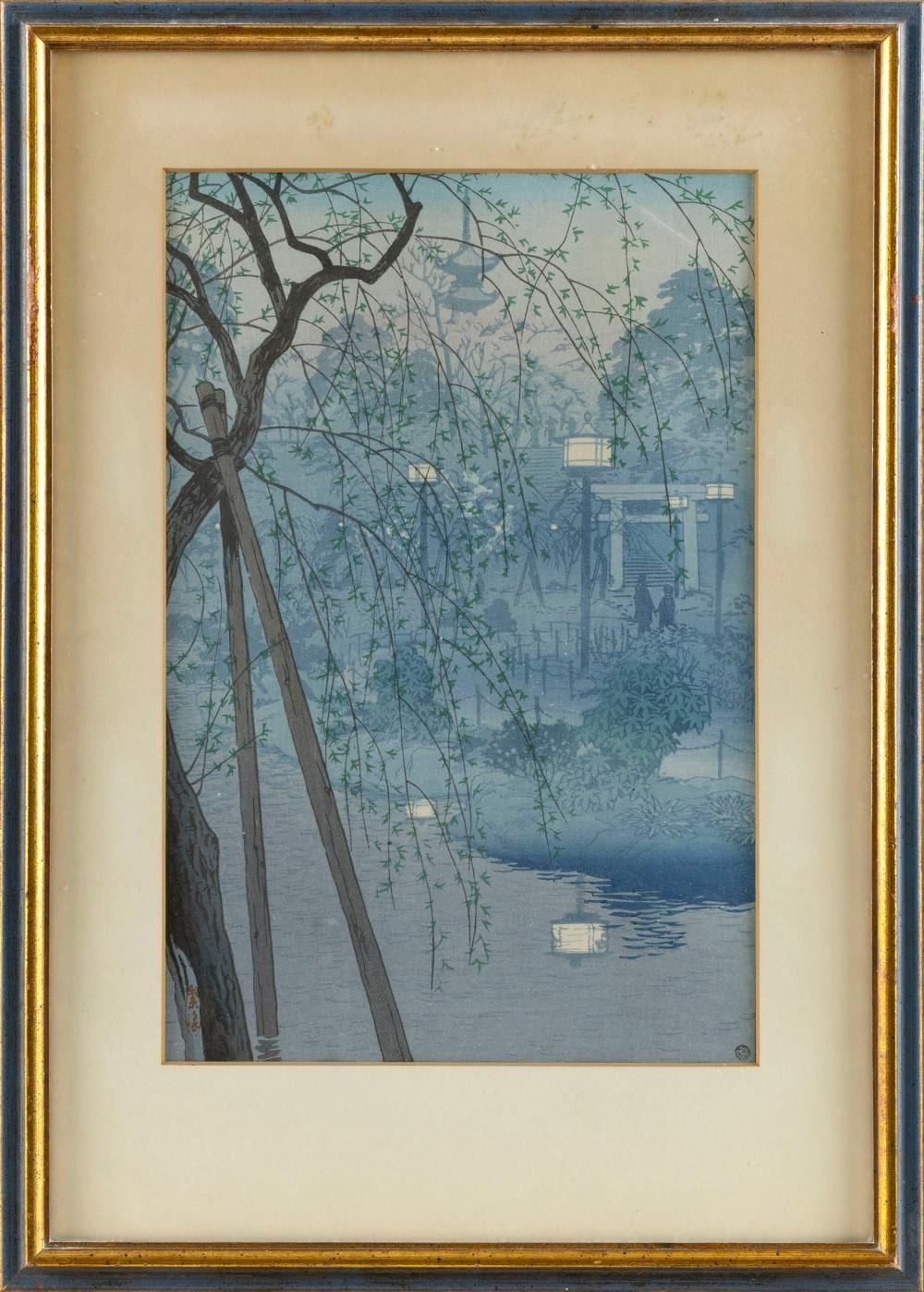 Shiro Kasamatsu comparable auction result: shiro kasamatsu japan 1898 1992 misty evening at shinobazu pond woodblock print 14 x 9 5 sight framed 20 5 x 14 5