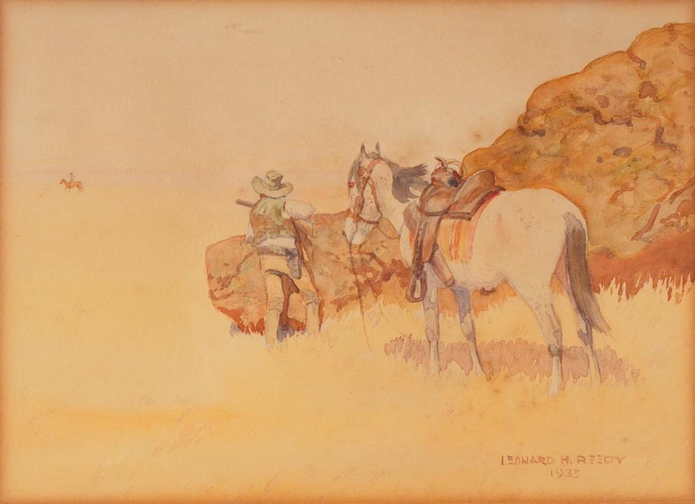 Leonard Howard Reedy comparable auction result: leonard howard reedy american 1899 1956 the dry gulcher signed