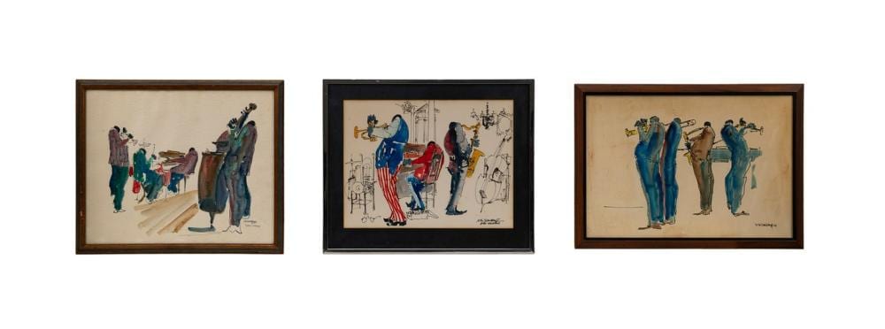 Leo Meiersdorff comparable auction result: leo meiersdorff group of three jazz scenes w c