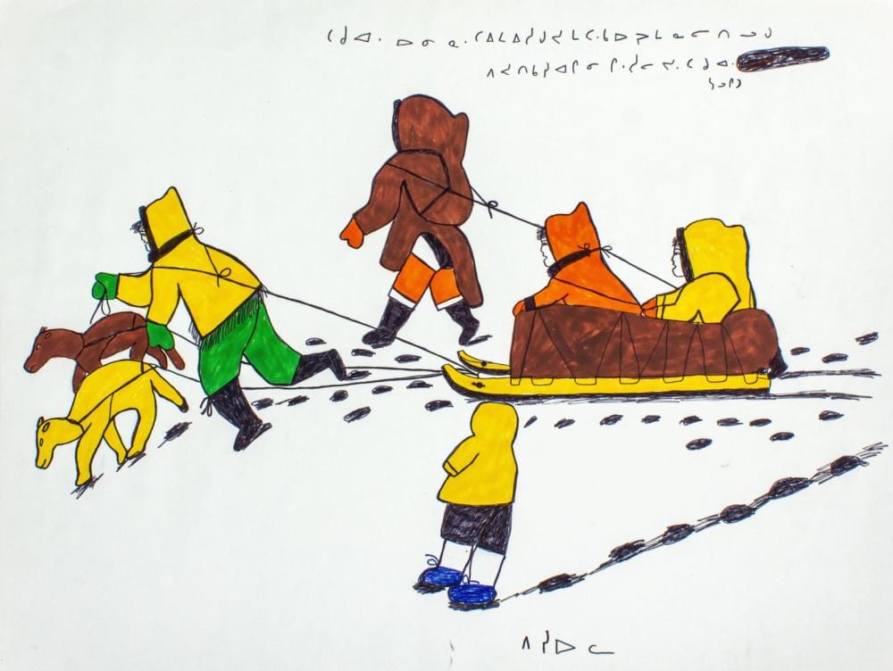 Pitseolak Ashoona comparable auction result: pitseolak ashoona qamutiik felt tip drawing