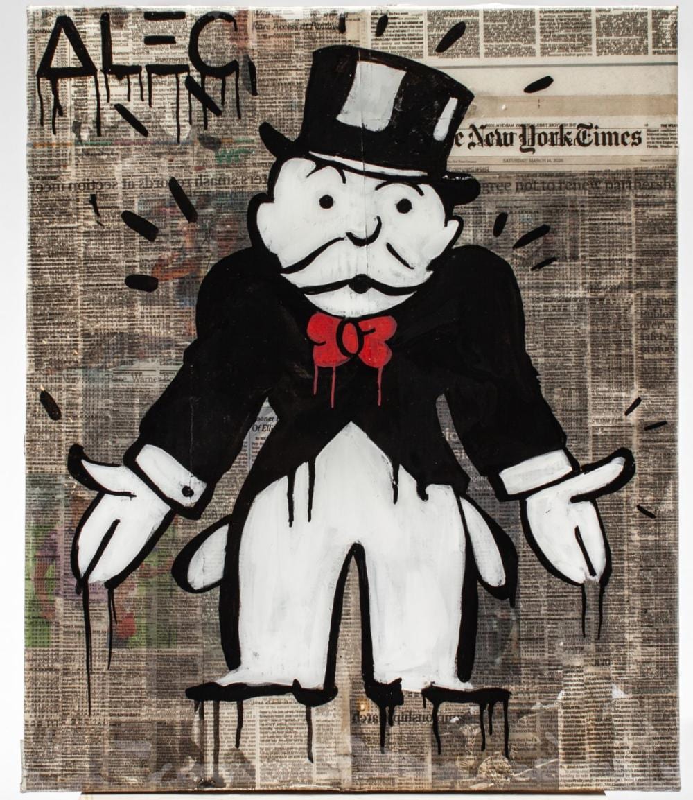 Alec Monopoly comparable auction result: alec monopoly monopoly man mixed media artwork