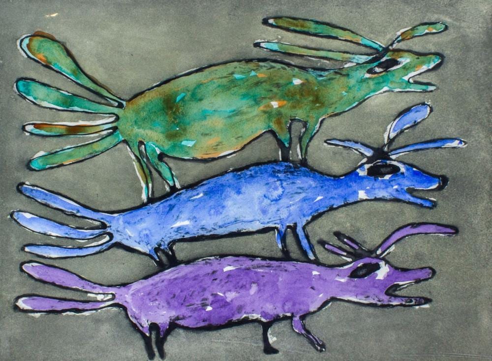 Kenojuak Ashevak comparable auction result: kenojuak ashevak three caribou aquatint etching