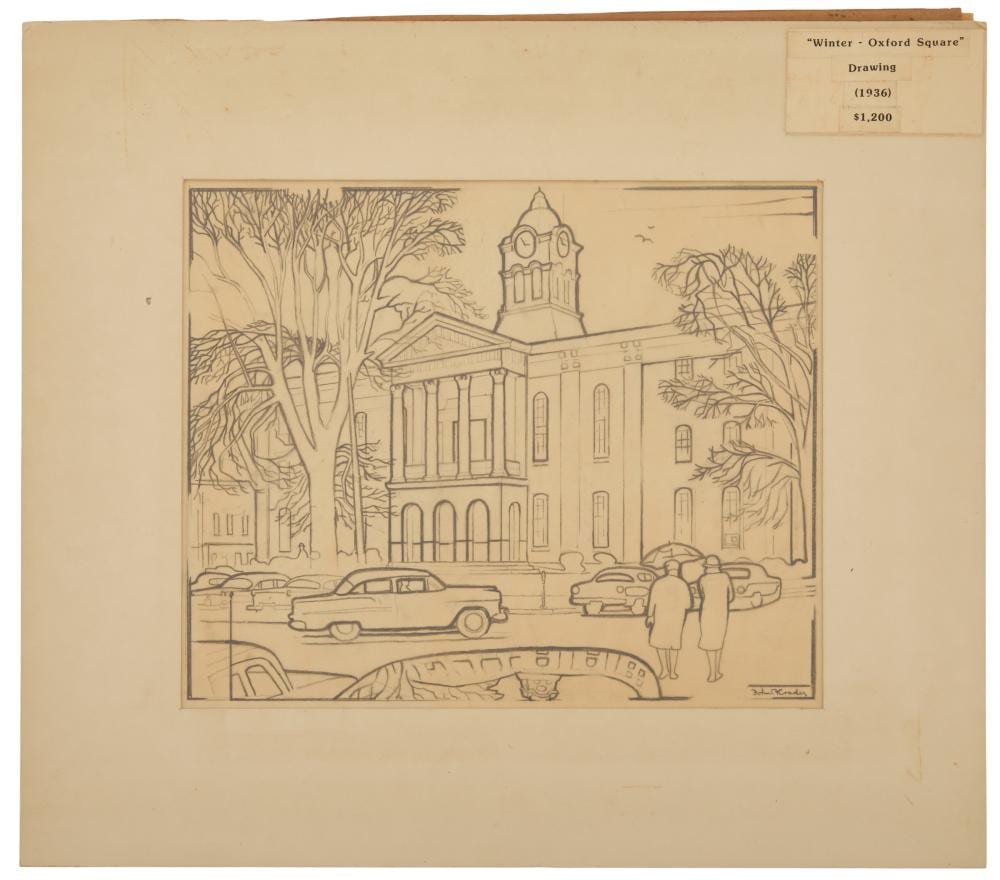 John McCrady comparable auction result: john mccrady american mississippi 1911 1968 oxford square gathering winter