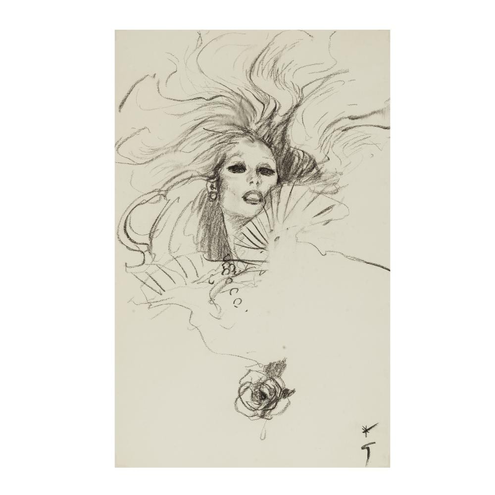 ren gruau 1910 2004 les cheveux au vent · Bonhams · 2026-04-14 René Gruau comparable auction result: ren gruau 1910 2004 les cheveux au vent