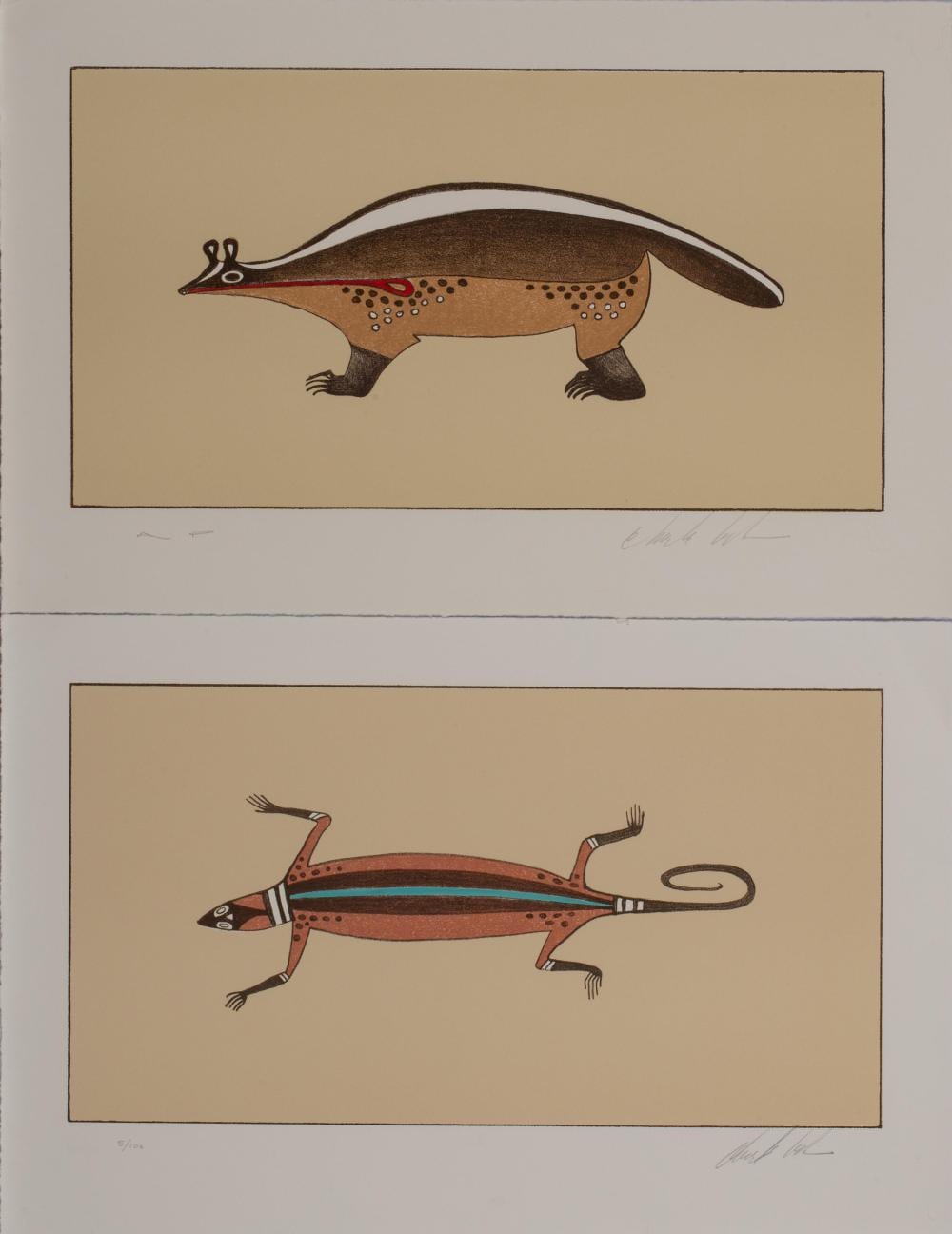 Charles Sequevya Loloma comparable auction result: charles sequevya loloma hopi 1921 1991 medicine man father lizard 1980 stone lithographs