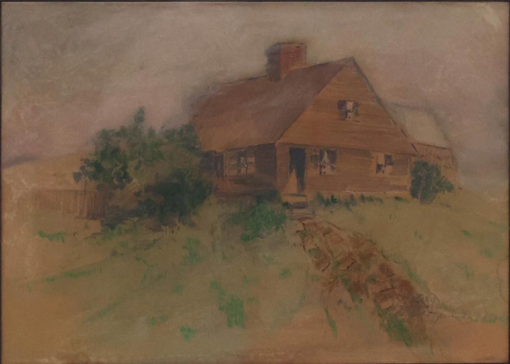 Hezekiah Anthony Dyer comparable auction result: hezekiah anthony dyer 1872 1943 brown house on hill mixed media drawing