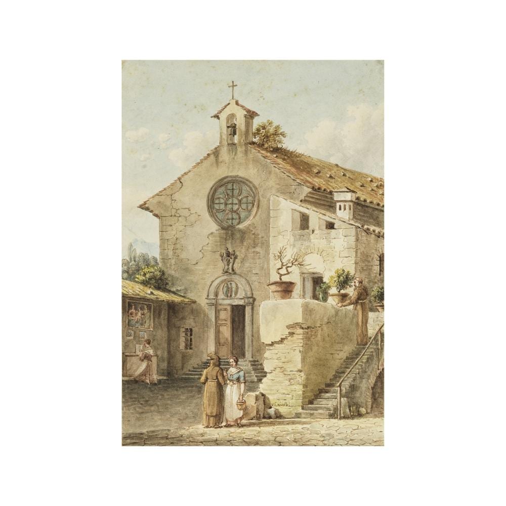 Victor Jean Nicolle comparable auction result: victor jean nicolle paris 1754 1826 la place de l glise dans un village italien sans cadre unframed