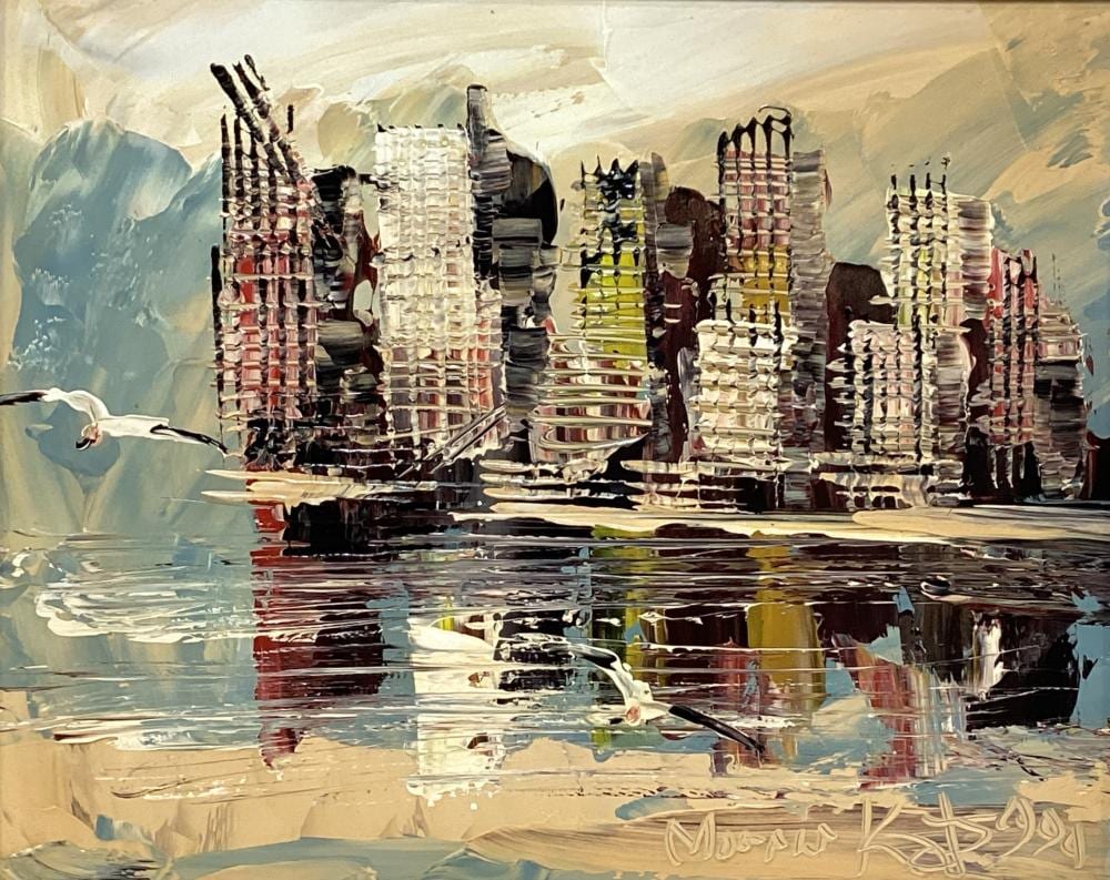 Morris Katz comparable auction result: morris katz 1932 2010 cityscape oil on board