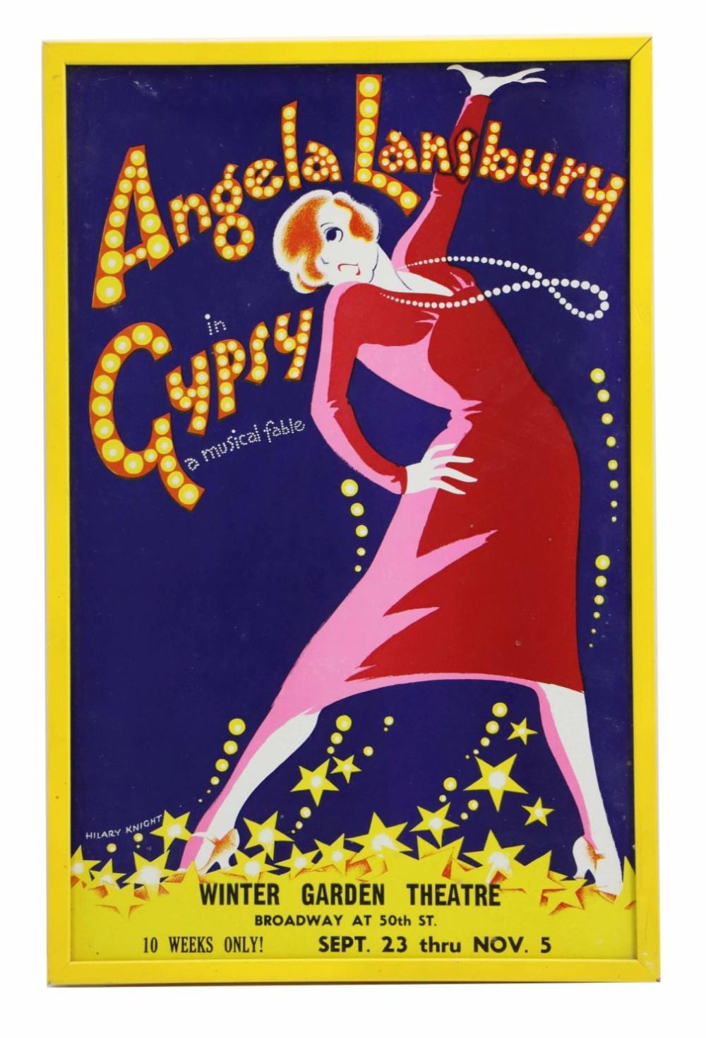 Hilary Knight comparable auction result: hilary knight born 1926 american framed 1974 angela lansbury in gypsy poster