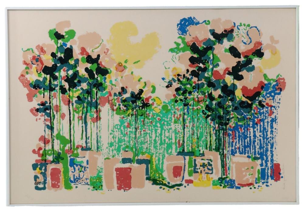 Ronald Julius Christensen comparable auction result: ronald julius christensen 1923 1999 american garden scene lithograph