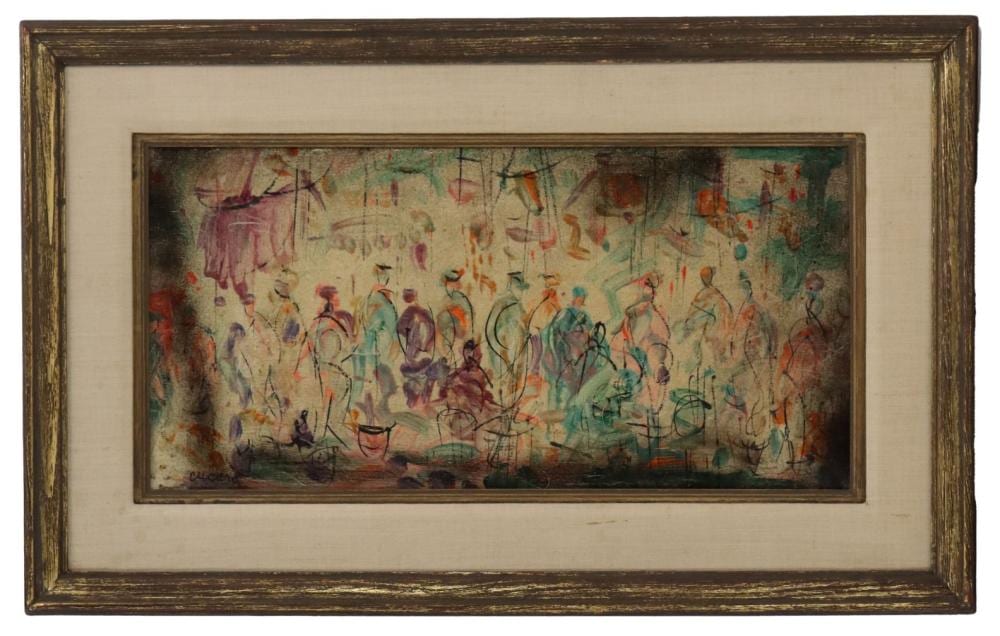 pascal cucaro 1915 2004 american oil on canvas figures in a landscape · Sarasota Estate Auction · 2026-04-18 Pascal Cucaro comparable auction result: pascal cucaro 1915 2004 american oil on canvas figures in a landscape