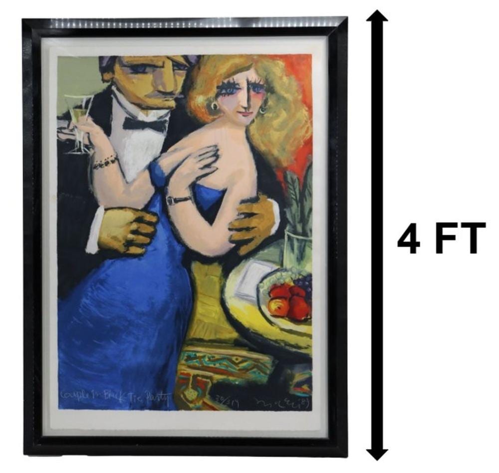 Michael Leu comparable auction result: michael leu 20th century american 1989 silkscreen couple in black tie party