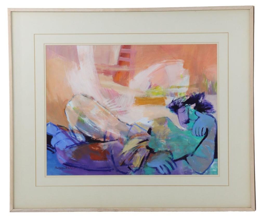 hessam abrishami 20th 21st century iranian mixed media of a woman sleeping · Sarasota Estate Auction · 2026-04-18 Hessam Abrishami comparable auction result: hessam abrishami 20th 21st century iranian mixed media of a woman sleeping