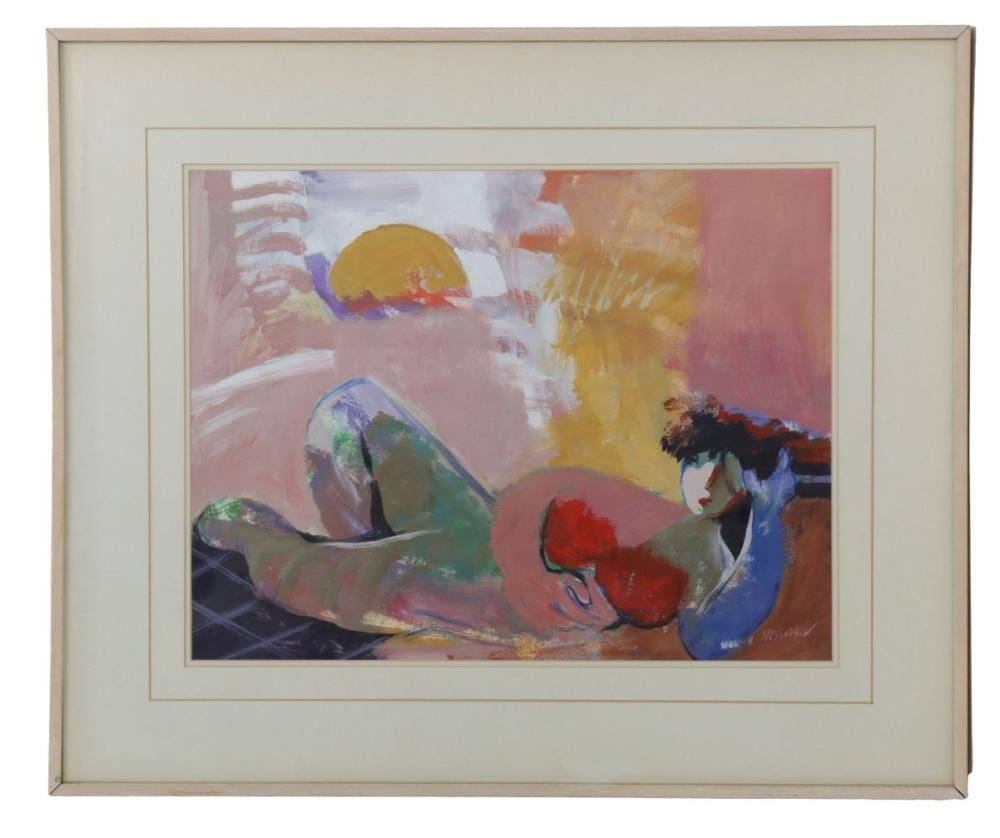 hessam abrishami 20th 21st century iranian mixed media of a reclining woman · Sarasota Estate Auction · 2026-04-18 Hessam Abrishami comparable auction result: hessam abrishami 20th 21st century iranian mixed media of a reclining woman